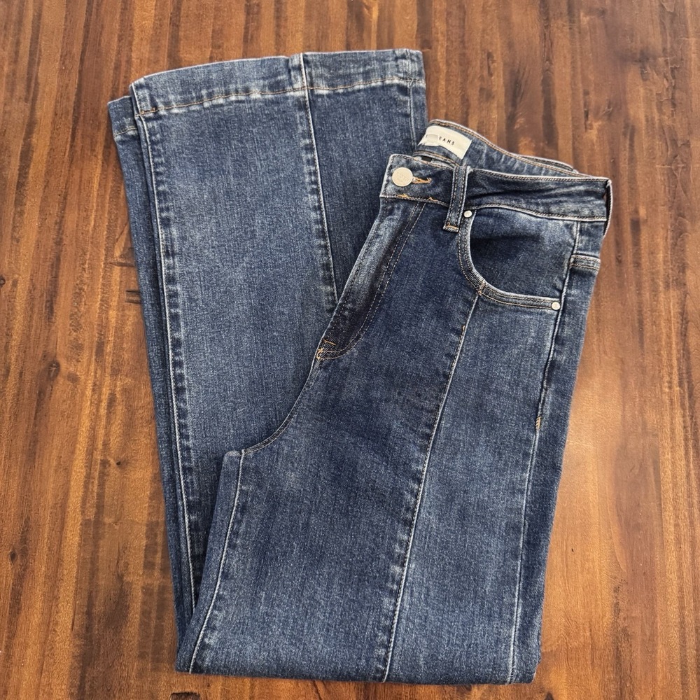 Risen Women's High Rise Trouser Jeans Style #RDP5687 Dark Wash Size 7/28